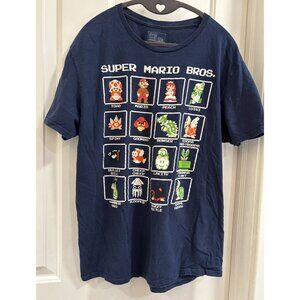 Super Mario Bros Blue Short Sleeve Characters T-Shirt Men's Size Large (42/44)